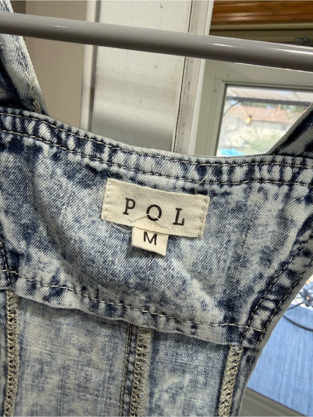 POL Denim Patchwork Wide-Leg Overalls in Light Blue - Picture 3 of 6